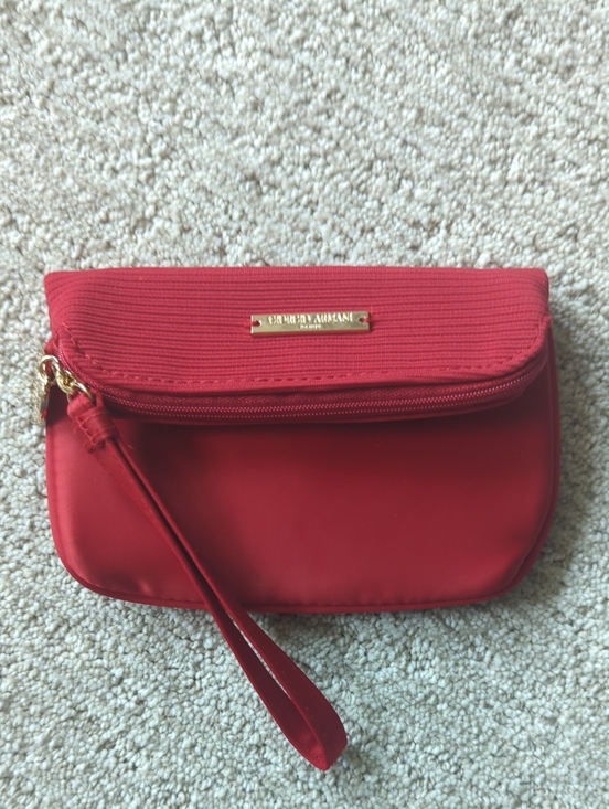 Giorgio Armani Handbags - Giorgio Armani Red Fold-Over Wristlet with Gold Plaque